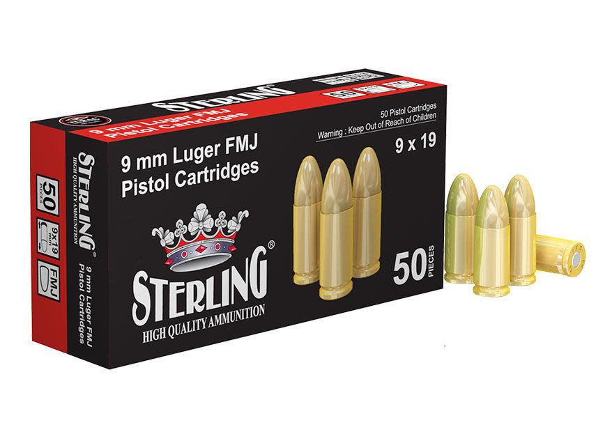 Sterling Ammunition, 9mm Luger, 115 Grain, FMJ, 50 Rounds
