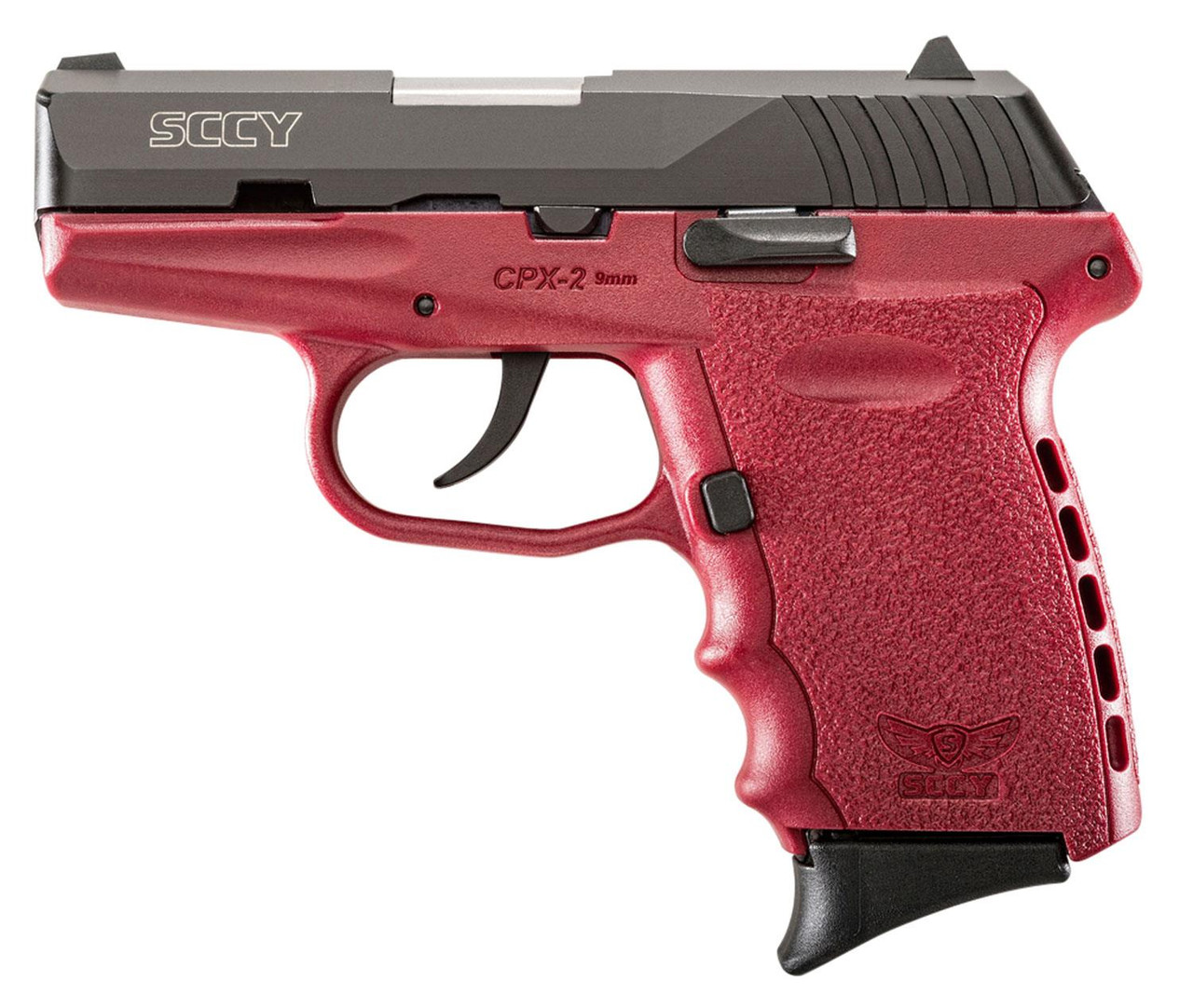 SCCY Industries Firearms CPX-2 Crimson Red Polymer Frame with Black Nitride Slide, No Safety