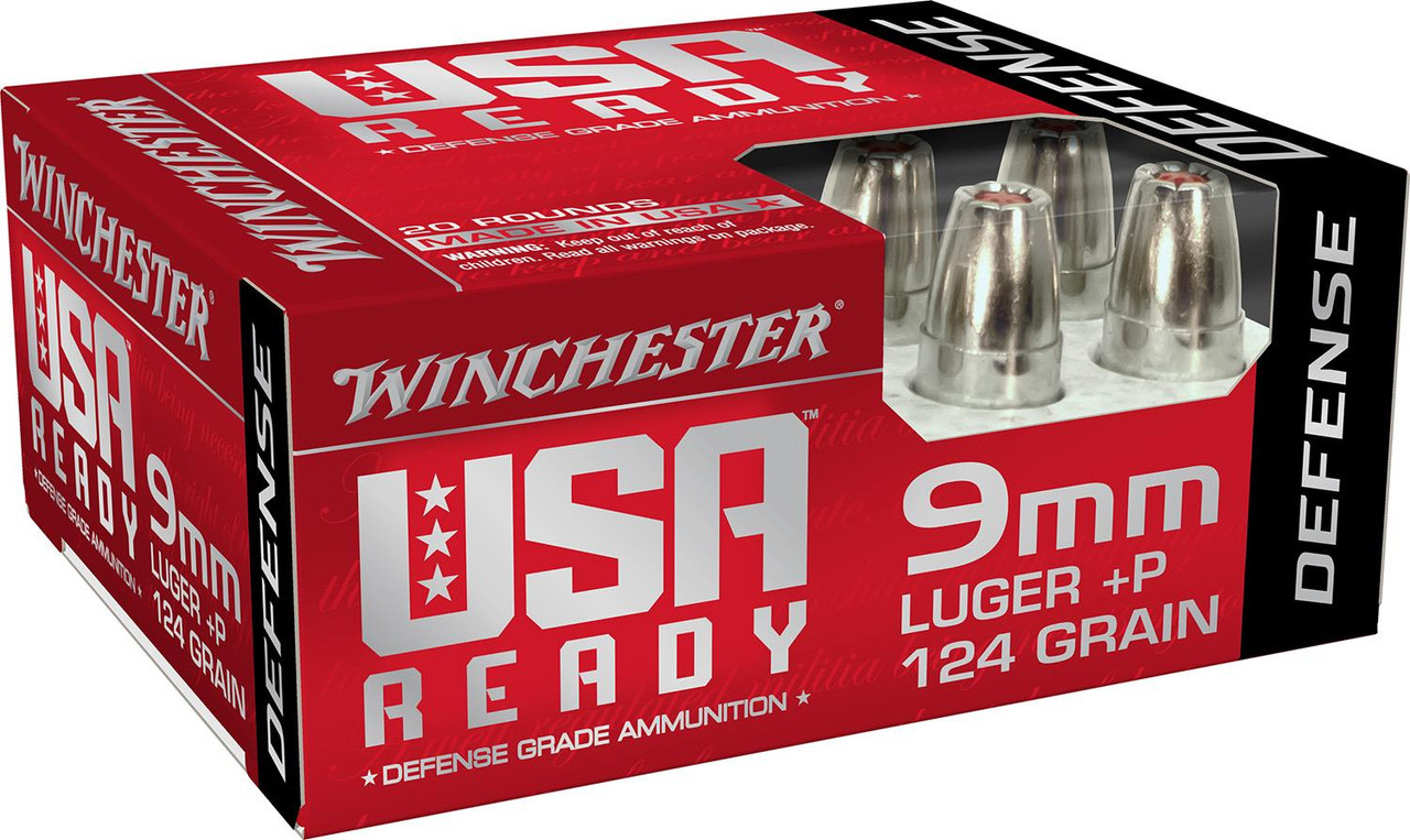 Winchester USA Ready 9mm 124gr +P Defense RED9HP